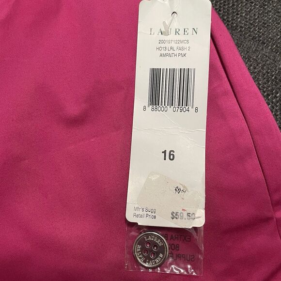 NEW‎ LRL Lauren Ralph Lauren Khaki Shorts Satin Cotton Blend Pink Sz 16 Vintage - Picture 8 of 8
